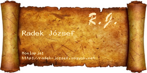 Radek József névjegykártya
